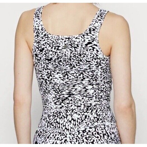 Athleta Shanti Square Neck Crop Tank Top Animal Print Black White Women's Size S - Picture 11 of 11